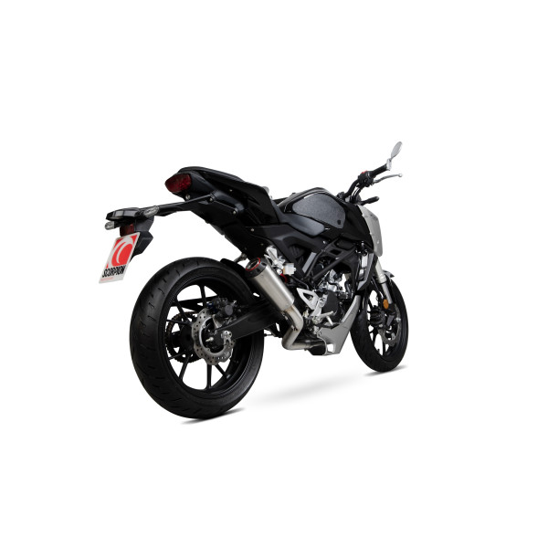 Scorpion Exhaust Honda CB125 R 2018 - 2020 Red Power Full System Brushed Stainless Steel Sleeve